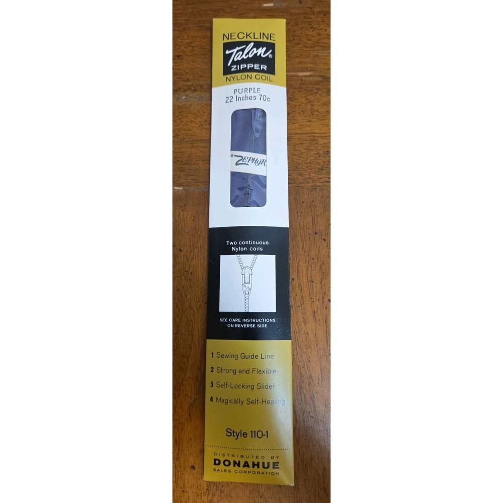 Talon Purple Nylon Coil Zipper 22 Inches NIP Style 110-1 Neckline Vintage
